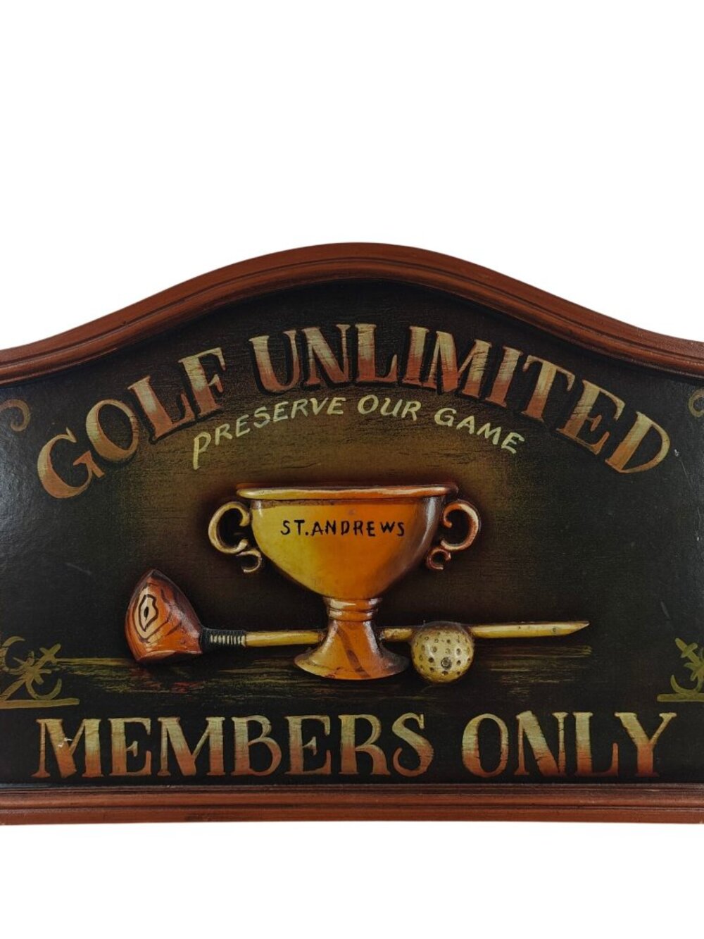 Vintage Golf Unlimited Members Only Wooden Wall Plaque Sign 3D St. Andrews
